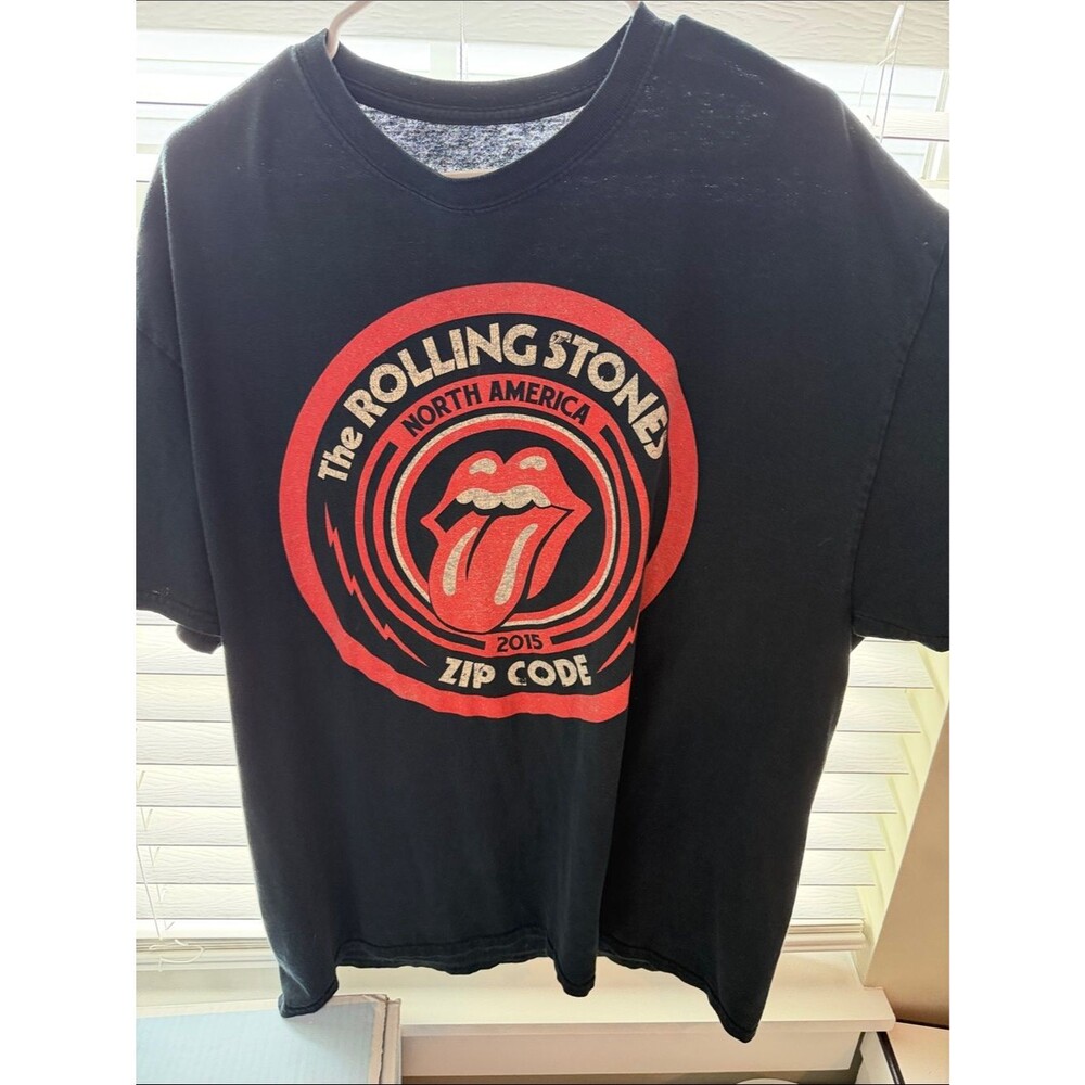 the Rolling Stones Black Tee with Red & Cream Logo